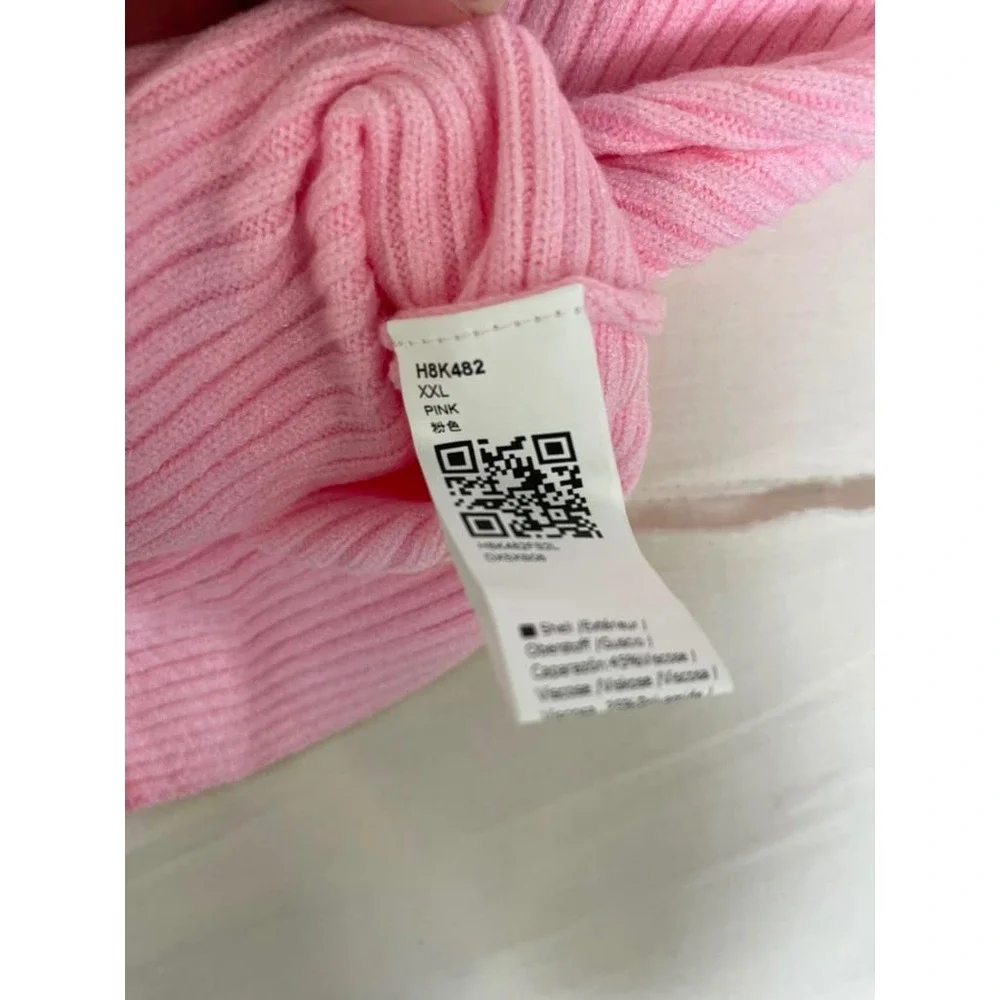 Pink Ribbed Knit Long Sleeve Crew Neck Sweater XXL